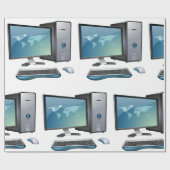 Bureaubladcomputer met monitor, toetsenbord en mui cadeaupapier (Vlak)