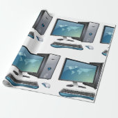 Bureaubladcomputer met monitor, toetsenbord en mui cadeaupapier (Uitgerold)