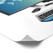 Bureaubladcomputer met monitor, toetsenbord en mui poster (Hoek)
