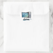 Bureaubladcomputer met monitor, toetsenbord en mui ronde sticker (Tas)