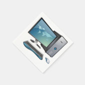 Bureaubladcomputer met monitor, toetsenbord en mui servetten (Hoek)
