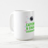 Bureauchaos + warme koffie - Motivatie Mok voor vr (Voorkant links)