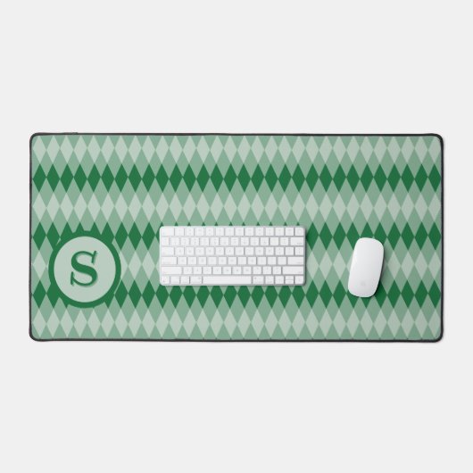 Bureaumat - Argyle Patroon in Groen met Monogram (Keyboard & Muis)