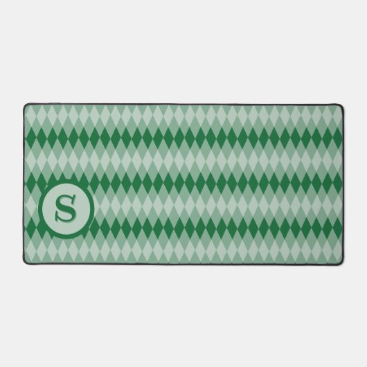 Bureaumat - Argyle Patroon in Groen met Monogram (Voorkant)