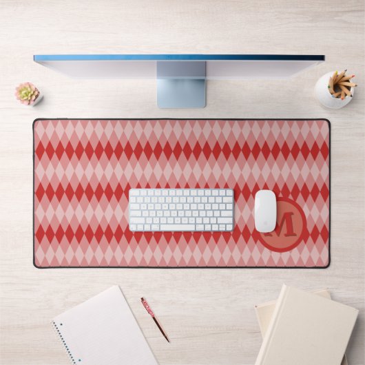 Bureaumat - Argyle Patroon in Rood met Monogram (Kantoor 1)