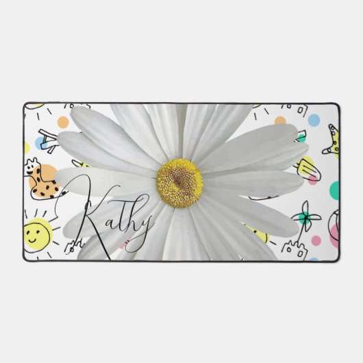 Bureaumat Floral White Daisy (Voorkant)