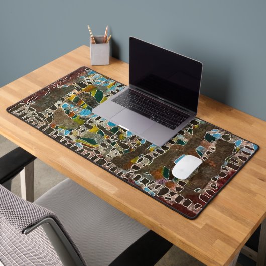 Bureaumat in bruin grijs blauw & groen (Kantoor 2)