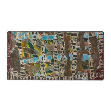 Bureaumat in bruin grijs blauw & groen