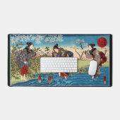 Bureaumat met drie Japanse dames die rivier overst (Keyboard & Muis)