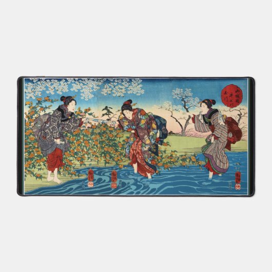 Bureaumat met drie Japanse dames die rivier overst (Voorkant)