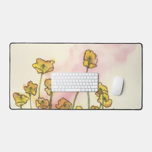 Bureaumat met gele papavers (Keyboard & Muis)