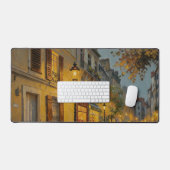 Bureaumat met olieverfschilderij van een straat in (Keyboard & Muis)