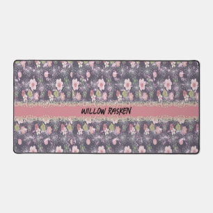 Bureaumat met Roze Bloemen & Faux Kant