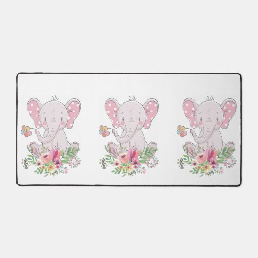 Bureaumat Roze Olifant Bloemen (Voorkant)