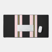 Bureaumat roze & wit goud zwart gestreept (Keyboard & Muis)