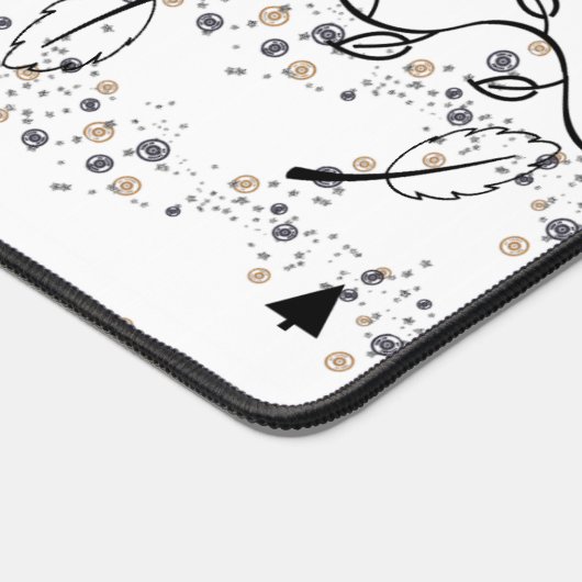 Bureaumat zwart bladeren bloemig (Hoek)