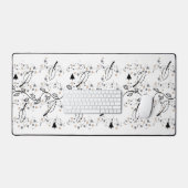 Bureaumat zwart bladeren bloemig (Keyboard & Muis)