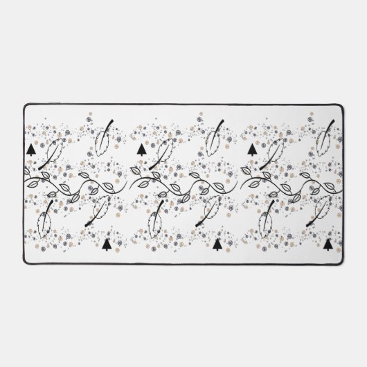 Bureaumat zwart bladeren bloemig (Voorkant)