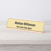 Bureaunaam Bord in Modern, Classy Black en Gold Bureau Naambordje (Voorkant)