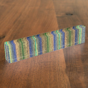 Bureaunaambordjes blauw en groen hout naambordje