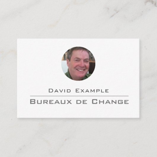 Bureaus de Change met foto van houder Visitekaartje (Voorkant)
