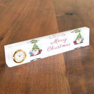 Bureaustoelen Plaat met Klok Kerstkabouter Naambordje