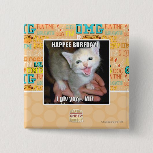 BURFDAY! VIERKANTE BUTTON 5,1 CM (Voorkant)
