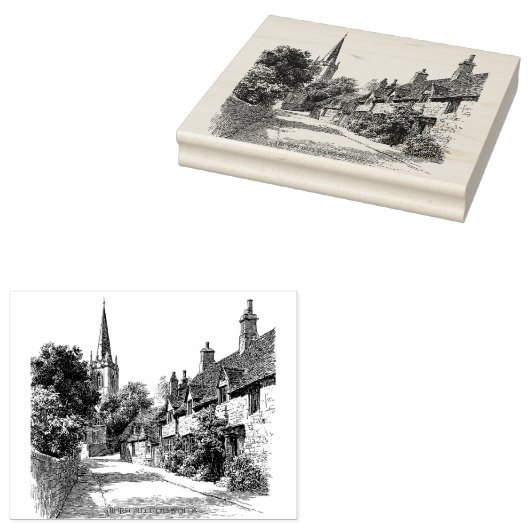 Burford Village Cotswolds Rubberstempel (Gestempeld)