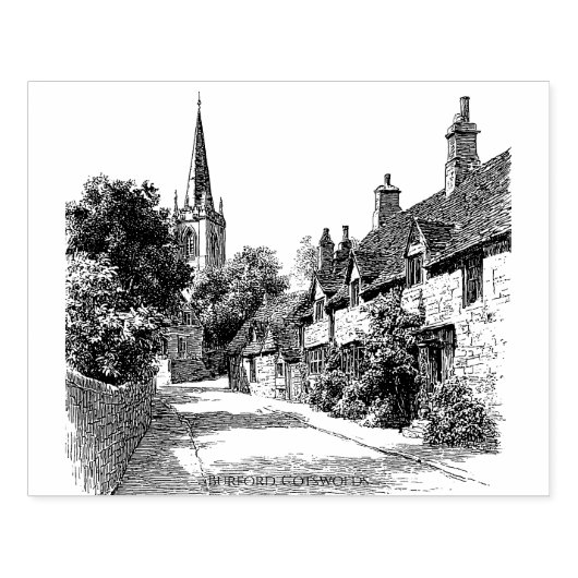 Burford Village Cotswolds Rubberstempel (Afrduk)