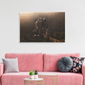 Burg Eltz kasteel in de ochtend mist Canvas Afdruk (Insitu (Woonkamer))
