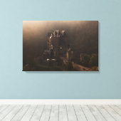 Burg Eltz kasteel in de ochtend mist Canvas Afdruk (Insitu (Houten vloer))