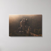 Burg Eltz kasteel in de ochtend mist Canvas Afdruk (Voorkant)