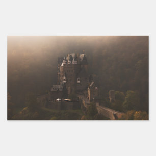 Burg Eltz kasteel in de ochtend mist Rechthoekige Sticker