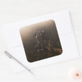 Burg Eltz kasteel in de ochtend mist Vierkante Sticker (Envelop)