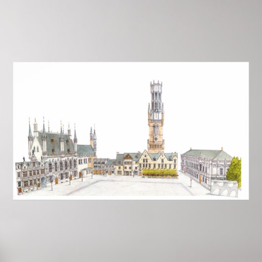 Burg Square. Brugge België. Poster (Voorkant)