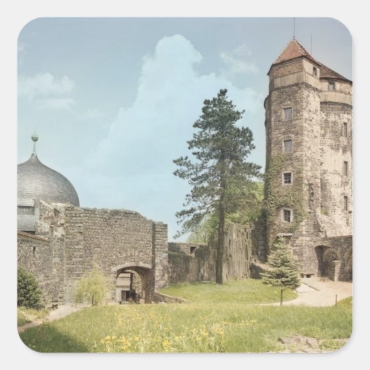 Burg Stolpen, Cosel Tower Vierkante Sticker (Voorkant)
