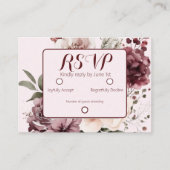 Burgandy Blush Bloemen Bruiloft RSVP Informatiekaartje (Voorkant)