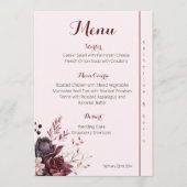 Burgandy Dusty Roos Bloemenbruiloft Menu (Voorkant)