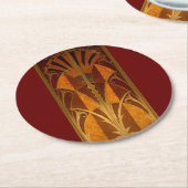 Burgandy en Gold Art Deco Ronde Kartonnen Onderzetter (Gebogen)