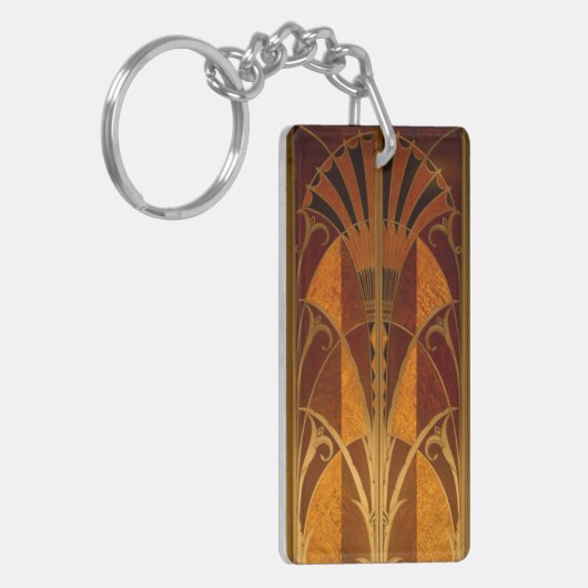 Burgandy en Gold Art Deco Sleutelhanger (Voorkant Links)