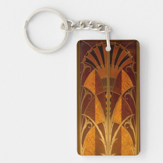Burgandy en Gold Art Deco Sleutelhanger (Voorkant)