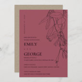 BURGANDY FLORA REHEARSAL DINNER INVITE BEDANKKAART (Voorkant / Achterkant)