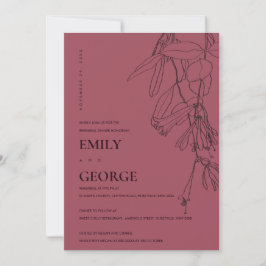 BURGANDY FLORA REHEARSAL DINNER INVITE BEDANKKAART