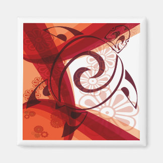 Burgandy-Floral-Turtle Magneet