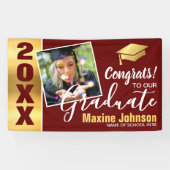 Burgandy & Gold Class van 2025 Foto Afstuderen Spandoek (Horizontaal)