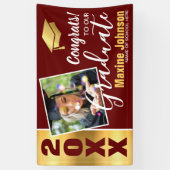 Burgandy & Gold Class van 2025 Foto Afstuderen Spandoek (Verticaal)