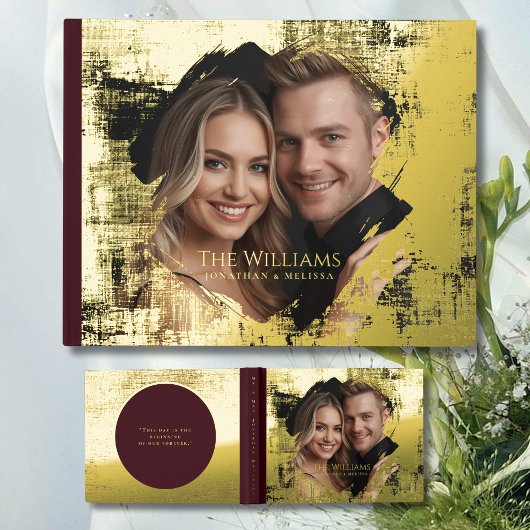 Burgandy Gold Foil Guestbook Elegante gastenboeken