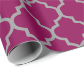 Burgandy Grey Quatrefoil Aangepaste achtergrondkle Cadeaupapier (Rol Hoek)