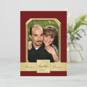 Burgandy Modern Photo Lijst Gold Ribbon Kaart (Staand voorkant)