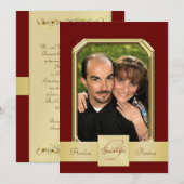 Burgandy Modern Photo Lijst Gold Ribbon Kaart (Voorkant / Achterkant)